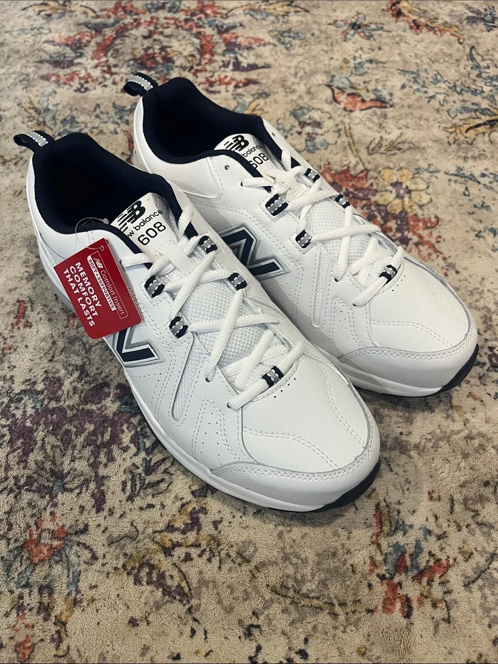 New Balance 608 Men's White and Navy Casual Sneakers